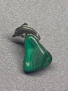 lot 56B image: Malachite Dolphin Pendant 925 Sterling Silver