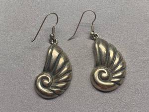 lot 71B image: Vintage Sterling Silver Nautilus Earrings Mexico - Spratling Inspired Design