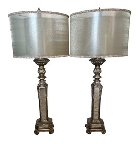 lot 23 image: Pair of Luxurious Mirror Accented Table Lamps