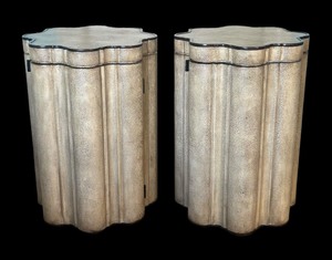lot 14 image: Pair of Circle of Curves Drum Tables by Lexington