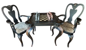 lot 7 image: Elegant Chess Table  Game Table with Chairs