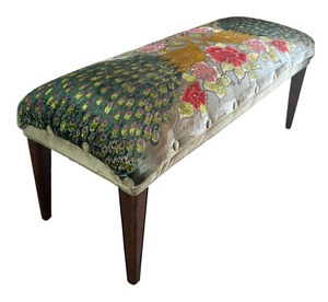 lot 13 image: Embellished and Beaded Peacock Motif Bench