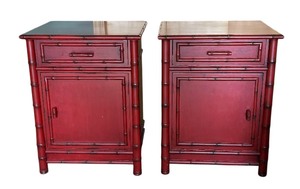 lot 18 image: Pair of Faux Bamboo Nightstands, Novwell & Co
