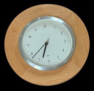 lot 123 image: Blonde Wood Framed Wall Clock