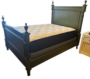 lot 27A image: Olive Green Wooden Full Bed Frame