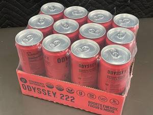 lot 12 image: Case of 12 Odyssey 222 Strawberry Watermelon Energy Drinks