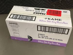 lot 60 image: Case of KA-ME Udon Stir-Fry Noodles - 6 Packs
