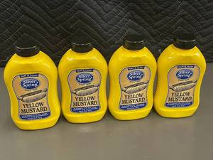 lot 97 image: Set of 4 Silver Spring Yellow Mustard Bottles, 20 oz Each