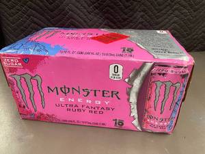 lot 252 image: 15-Pack Monster Energy Ultra Fantasy Ruby Red Zero Sugar 16 fl oz Cans