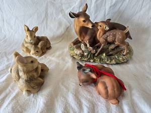 lot 45 image: Deer and Rabbit Figurines