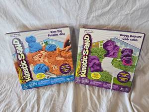 lot 59 image: (2) New Kinetic Sand Art Kits, Dino Dig and Doggy Daycare