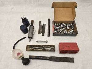 lot 144 image: Misc. Tools, Chisels, Sockets, Feeler Gauges, Air Tool, Coolant tester