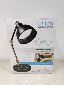 lot 15 image: OTTLITE WELLNESS SERIES WIRELESS CHARGING LED DESK LAMP