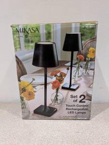 lot 14 image: MIKASA HOME ACCENTS SET OF 2 TOUCH CONTROL RECHARGEABLE LED LAMPS