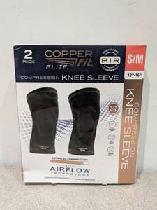 lot 62 image: COPPER FIT ELITE SM COMPRESSION KNEE SLEEVE (2PK.)