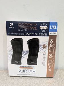 lot 63 image: COPPER FIT ELITE LXL COMPRESSION KNEE SLEEVE (2PK.)