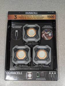 lot 113 image: 3PK. DURACELL RECHARGEABLE WORKLIGHTS (1500 LUMENS)