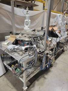 System of Robot Arms (547130) System of Five Robot Arms, Five Controllers, and a Pad, *Untested/As Is, See Decription