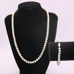 * Pearl Necklace & Bracelet w/ 14K Clasp