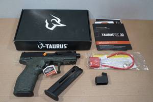 lot 1E image: NEW Taurus TX22 Gen 2 .22 LR Semi-Auto Pistol - 2 Magazines, Threaded Barrel