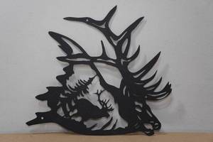 lot 44 image: Laser Cut Steel Elk Wall Dcor