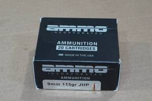 lot 162 image: 20 Ammo Inc 9mm 115 Gr JHP Ammo