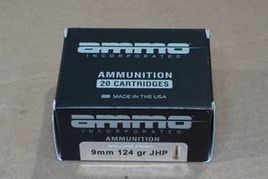 lot 163 image: 20 Ammo Inc 9mm 124 Gr JHP Ammo
