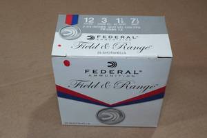 lot 170 image: 25 Federal Field & Range 12 Gauge 2-34 7-12 Shot Shotshells