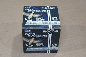 lot 182 image: 25 Fiocchi Field Dynamics .410 Bore 2-12 8 Shot Shotshells
