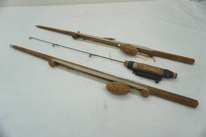 lot 5 image: Vintage Ice Fishing Rods 2ct