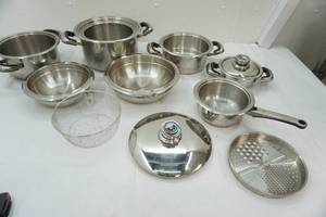 lot 43 image: stainless steel pots & pans