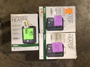 lot 12 image: Lot of 1,500-Walt Utility Milkhouse Fan-Forced Portable Heater with Thermostat Customer Returns See Pictures