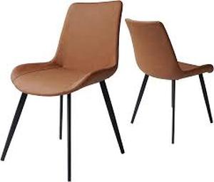 lot 16 image: Dining Chairs Set of 2, Modern Kitchen & Dining Room Chairs, Upholstered Faux Leather Cushion Seat and Sturdy Metal Legs Customer Returns See Pictures