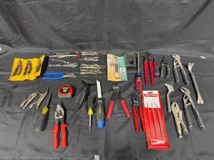 lot 9 image: Assorted Hand Tool Collection with Ratcheting Wrench and Pliers