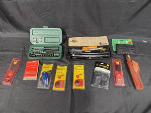 lot 11 image: Collection of Hunting and Fire Arm Accessories Including Cleaning Kits and Sharpeners