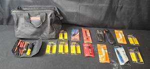 lot 45 image: Collection of Utility Tools and Craft Supplies with Carry Bag