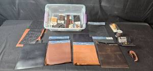 lot 54 image: Leather Craft Kit with Assorted Materials and Tools