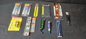 lot 55 image: Collection of Hand Tools and Accessories Including Wrenches, Level, and Stud Finder