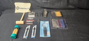 lot 59 image: Greenlee Tool Set with Mallet, Precision Screwdrivers and Drill Bits