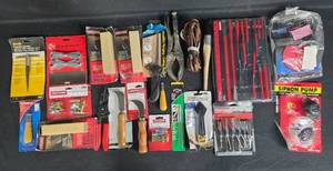 lot 72 image: Collection of Mixed Hand Tools and Accessories including Screwdriver Set, Knife, and Siphon Pump