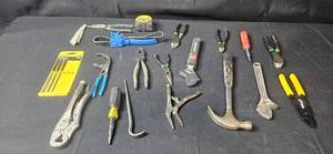 lot 143 image: Lot of Assorted Hand Tools Including Pliers, Wrenches, and Screwdrivers