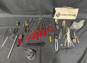 lot 154 image: Large Assortment of Electrical Tools and Accessories with Greenlee Pouch