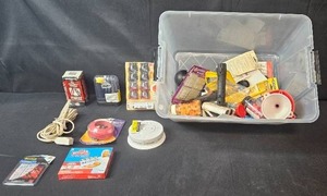 lot 179 image: Assorted Household Utility Items in Storage Bin