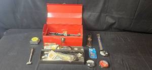 lot 200 image: Toolbox with Assorted Hand Tools and Hardware