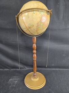 lot 254 image: Vintage Replogle Standing Globe with Wooden Pedestal