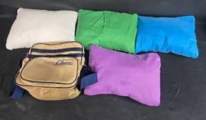 lot 260 image: Coleman Travel Bag with 4 Colorful Small Lumbar Pillows