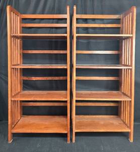 lot 307 image: Pair of Wooden Bookshelves with Adjustable Shelves