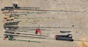 lot 375 image: Collection of Fishing Rods with Daiwa Minicast Reel and Case