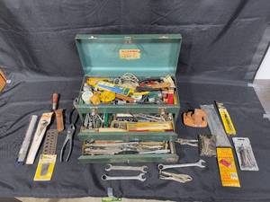 lot 378 image: Large Collection of Hand Tools and Accessories in Metal Tool Chest