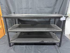 lot 383 image: Heavy-Duty Metal Workbench with Shelving, 36 Wide